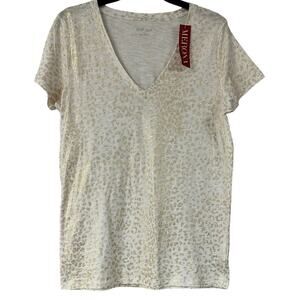 MERONA Top Womens Size Large Vintage Tee Animal Print Cream Print